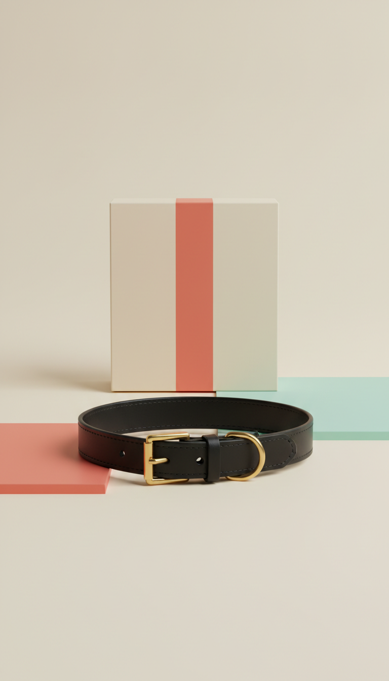 Leather collar with matte hardware